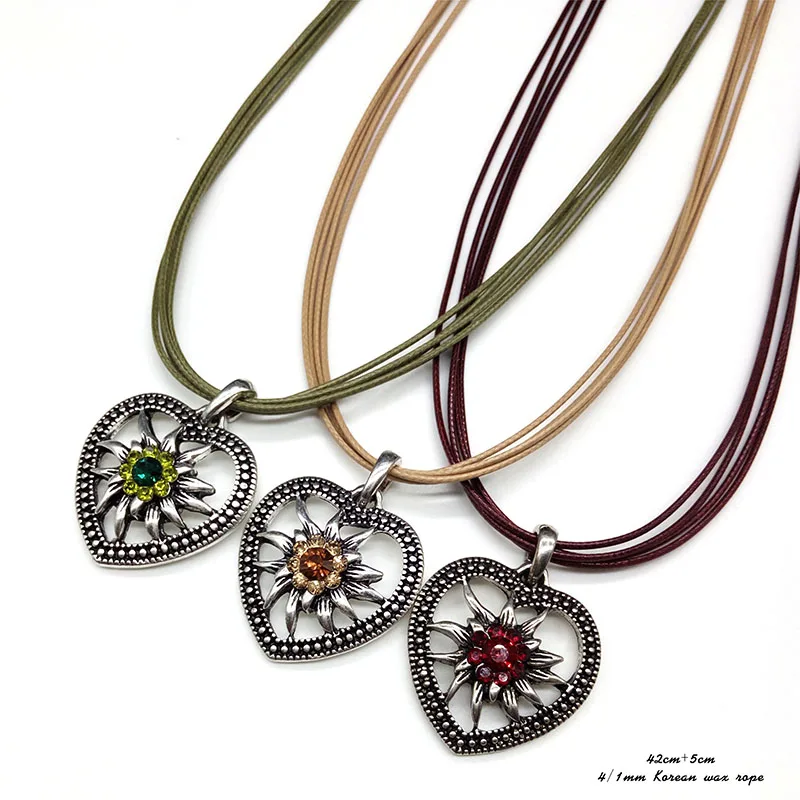 Простое модное ожерелье с подвеской в виде маленького сердца Очаровательное ожерелье Стразы Edelweiss кожаная веревка цепочка чокер ювелирные изделия оптом Простое модное ожерелье с подвеской в виде маленького сердца Очаровательное ожерелье Стразы Edelweiss кожаная веревка цепочка чокер ювелирные изделия оптом
