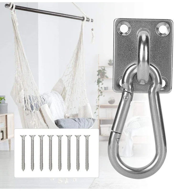 

2 Sets Of Suspended Ceiling Wall Mount U-Shaped Hooks Stainless Steel Heavy Duty Multi-Function Hammock Hammock Hook Metal Base