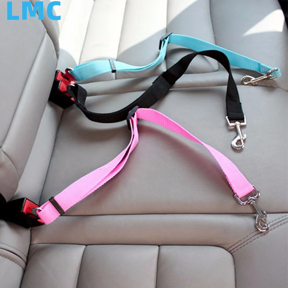 

LMC Adjustable Pet Cat Dog Car Seat Belt Pet Seat Vehicle Dog Harness Lead Clip Safety Lever Traction Dog Collars Dog Accessoire