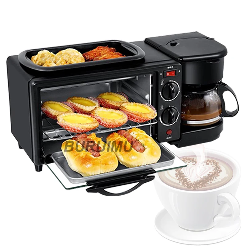 

Breakfast Machine Household Small Multifunctional 3 In 1 Oven Frying Roasting Machine Coffee Machine