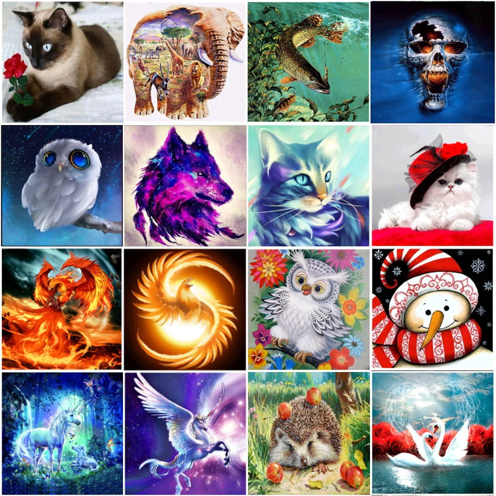

DIY 5D Round Diamond Painting Animal Sticker Diamond Cross Stitch Embroidery Set Diamond Ornament Mosaic Handmade Gift