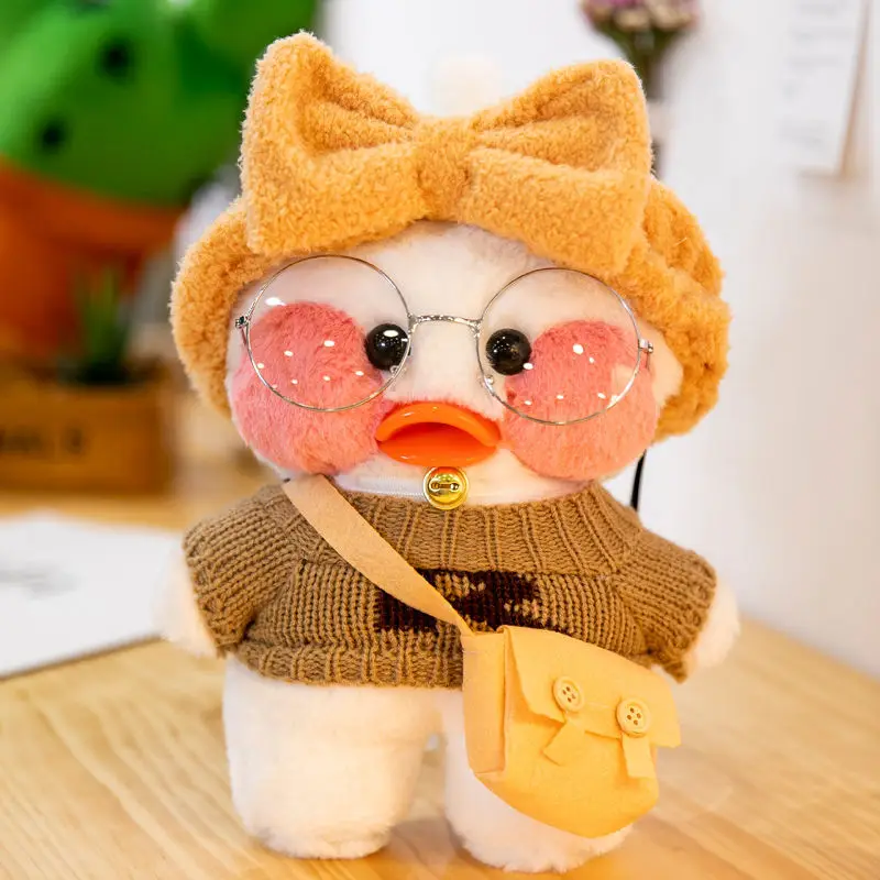 

30cm Lovely Cartoon Glasses Duck Plush Toy Cute Soft Animal Doll Blushing Duck Plush Stuffed Toy Pillow Lucky Duck Gift for Kids