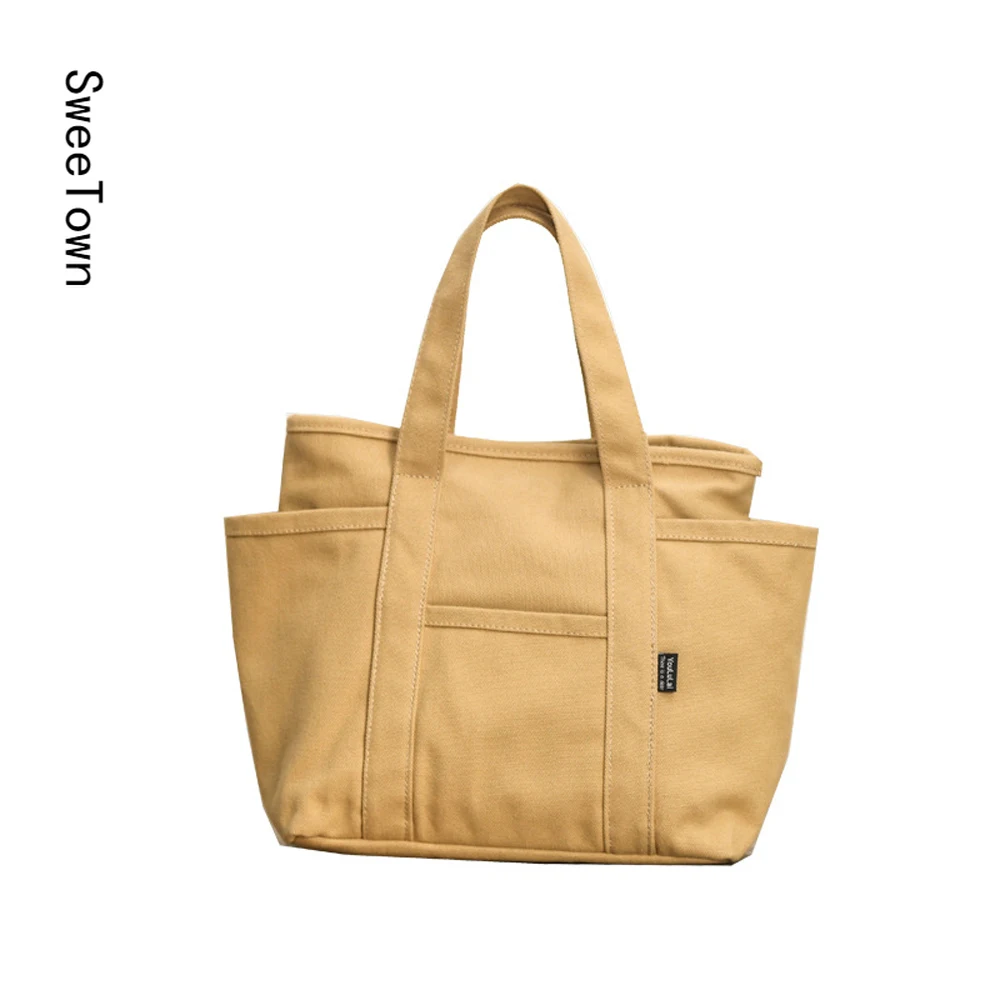 

Модная женская Повседневная Сумка-тоут Sweetown, качественная Холщовая Сумка через плечо, вместительная сумка, Ретро женская сумка-тоут, дизайн...