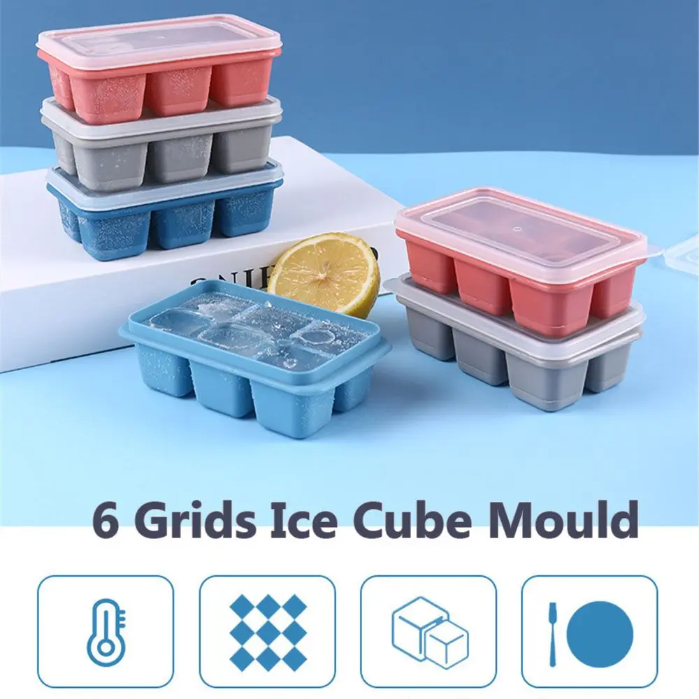 

DIY Fast Cool Gadget Beer Coffee Chiller Soft Silicone Mold 6 Grids Ice Mould Ice Cube Maker With Lid Drink Cooling