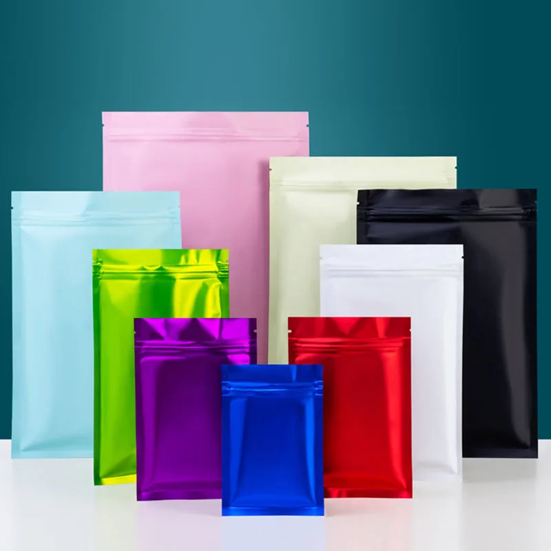 

25Pcs Flat Resealable Aluminum Foil Heat Sealing Zip Lock Bags Plastic Matt Colors Tea Candy Jewelry Coffee Gift Package Pouch