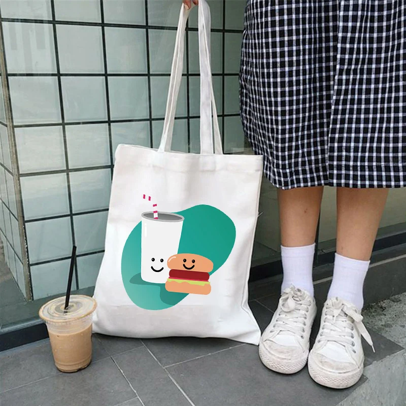

Women Canvas Shoulder Bag Print Ladies Shopping Cotton Cloth Handbags Large Tote for Girls Fabric Grocery Students Book Bag