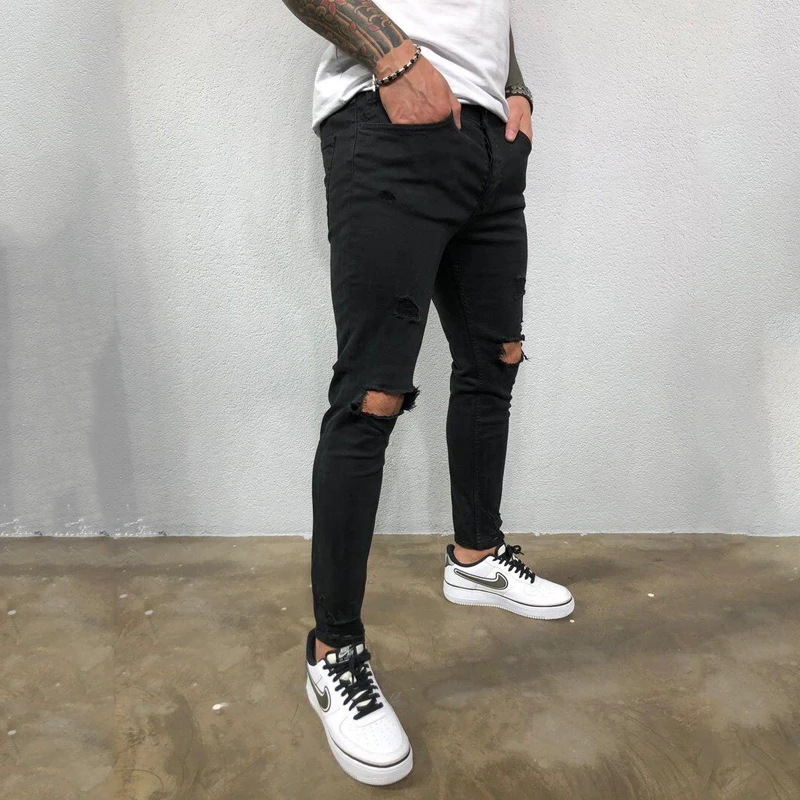 Fashion trend men's trousers clothing store Youth Casual Loose Stretch Breathable Jeans student trend all-match denim trousers