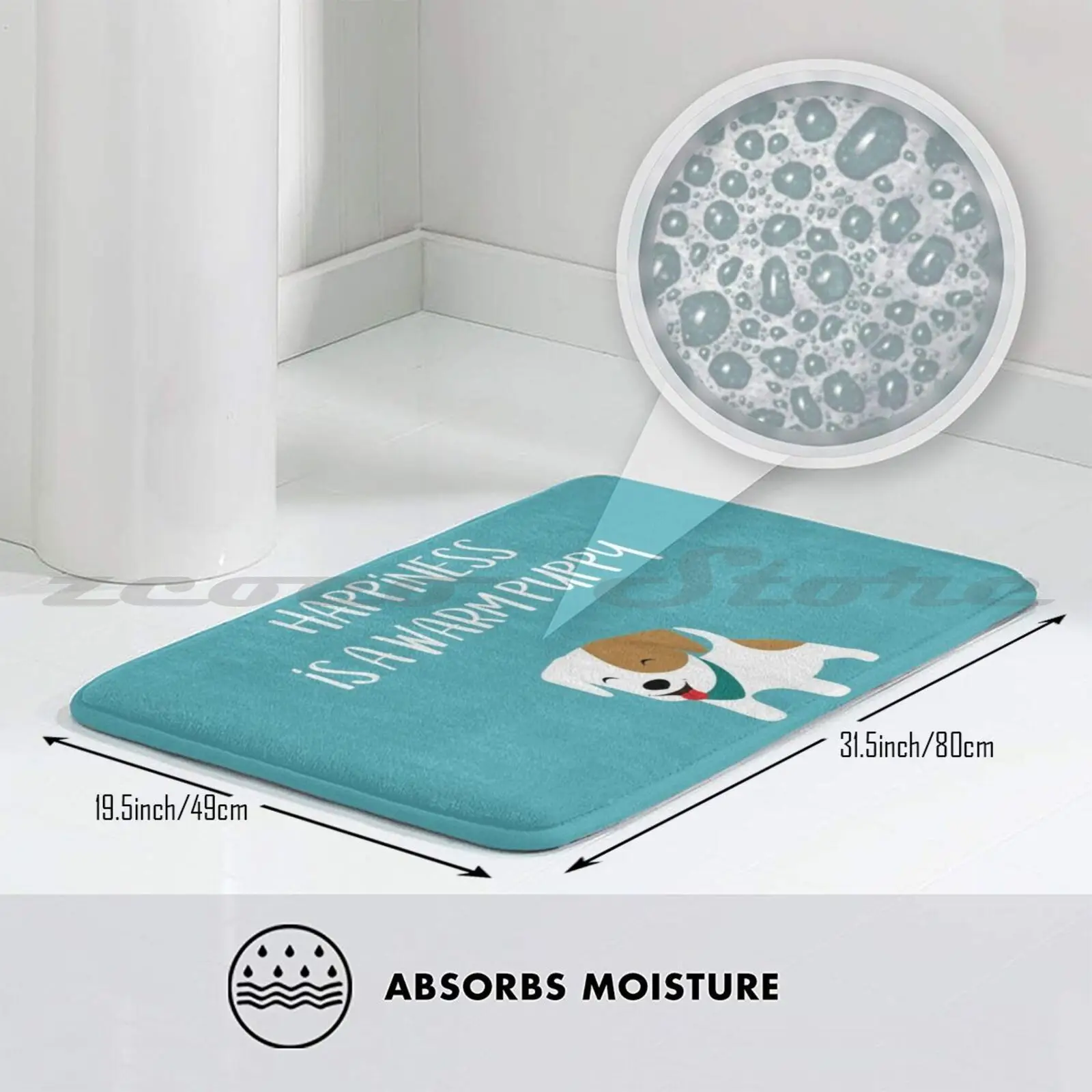 Мягкий коврик для щенка Happiness Is A Warm нескользящий двери с поглощением воды собаки