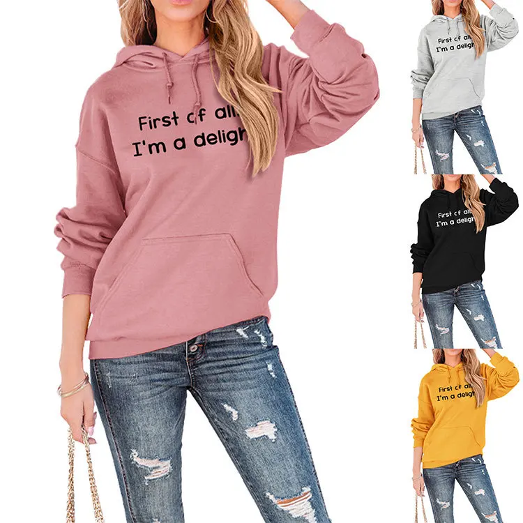 Женская Осенне-зимняя Толстовка С Капюшоном Повседневная Свободная Посадка