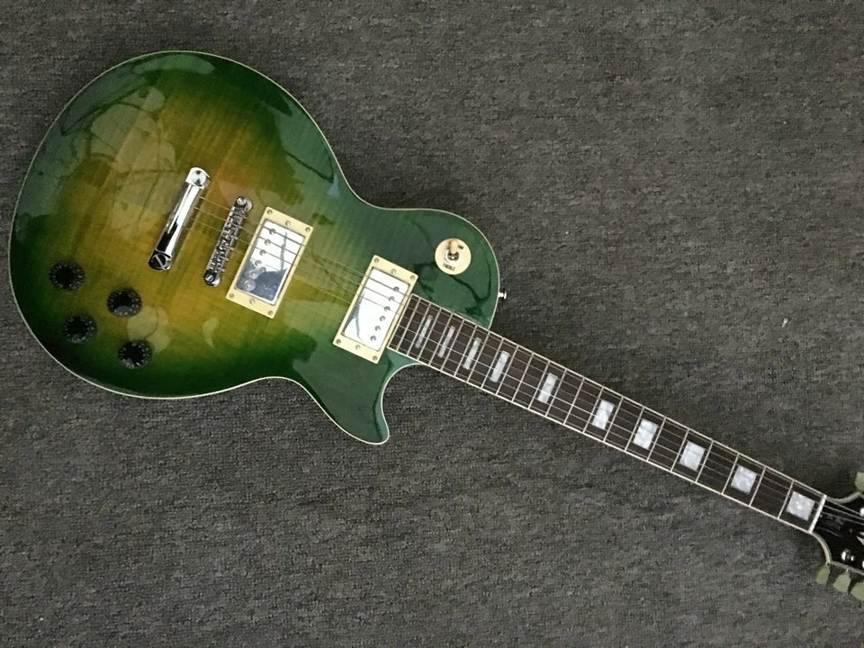 

Classic custom shop green LP electric guitar,with fret binding Mahogany solid body guitarra,Free shipping