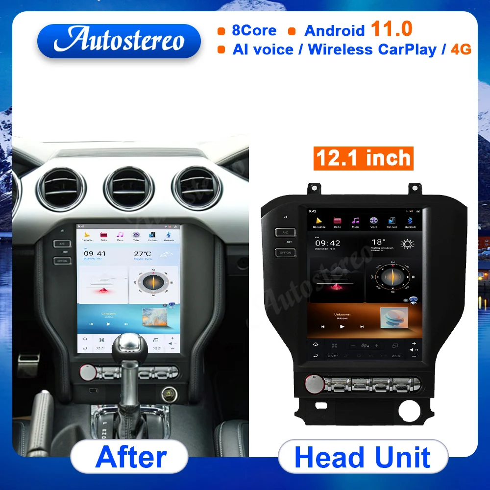 

Автомагнитола для Ford Mustang 2015-2017, GPS-навигатор, Android, Qualcomm, головное устройство, мультимедийный DVD-плеер, автостереомагнитофон, экран