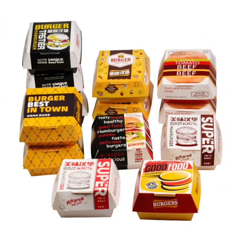 

Wholesale Burger Fast Food Packing Box Custom Printed Food Packaging Hamburger Box