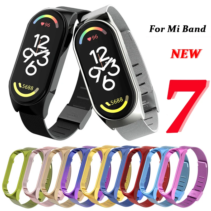 Ремешки для Mi Band 7 пластиковый корпус металлический Миланский Браслет Xiaomi
