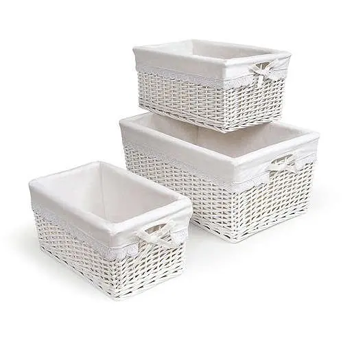 

- Set of Three Baskets, White