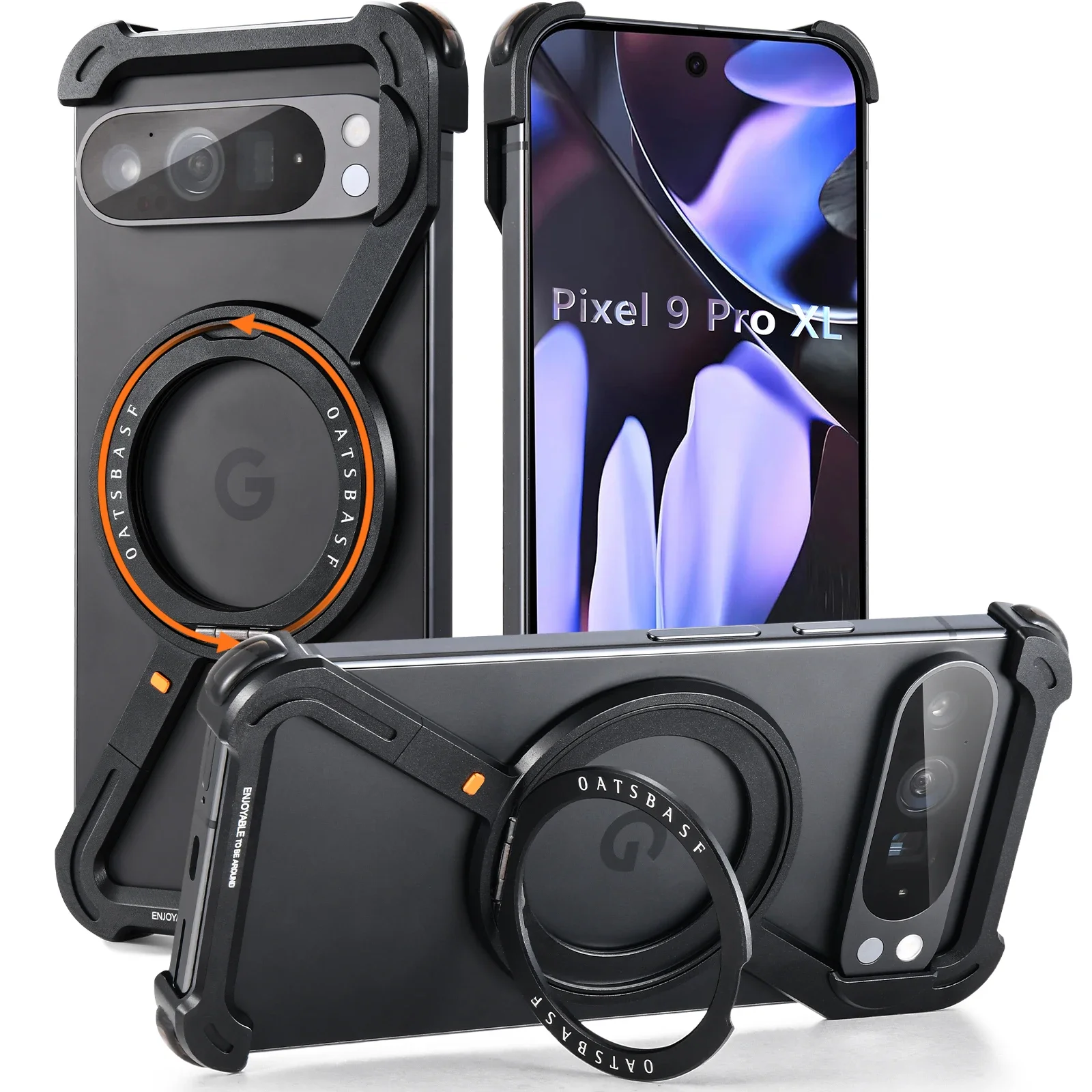 Oatsbasf Phone Case For Google Pixel 9 Pro XL Back Cover 9Pro 9ProXL Shockproof Protective w/ Magnetic Ring