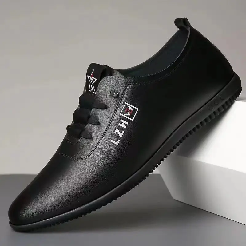 

Men Leather Shoes Simple Breathable Round Head Lightweight Wear-Resistant Summer Casual Men Leather Shoes Comfortable Men Shoes