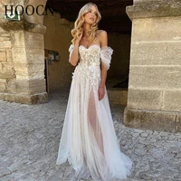 herburnl a line split sexy tulle wedding dresses for women 2022 fashion off the shoulder appliques summer classic bridal