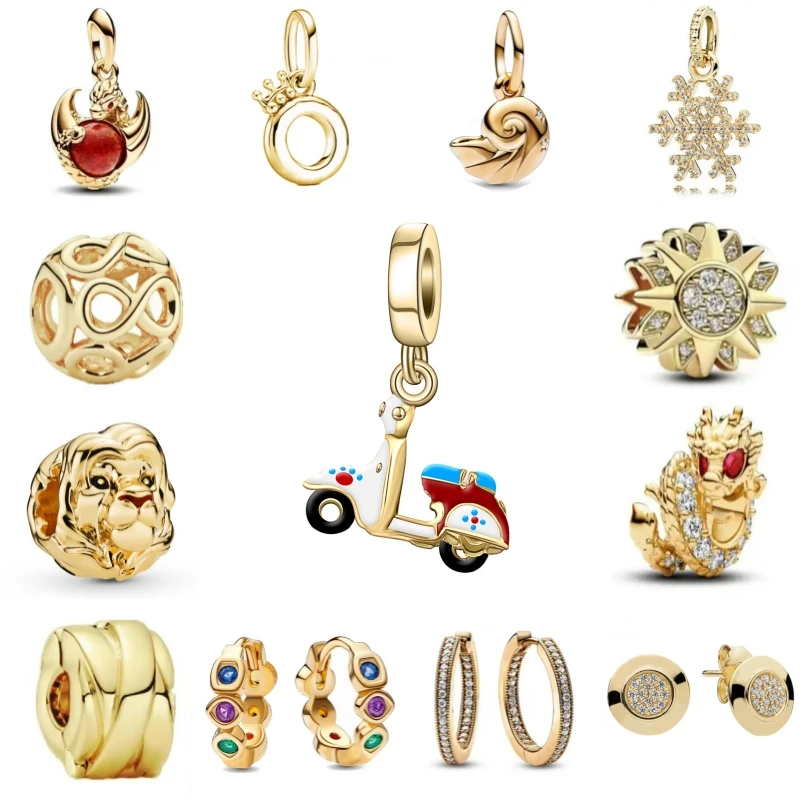 Ожерелье из серебра 925 пробы в форме подсолнуха для мотоциклов. Золотые бусины