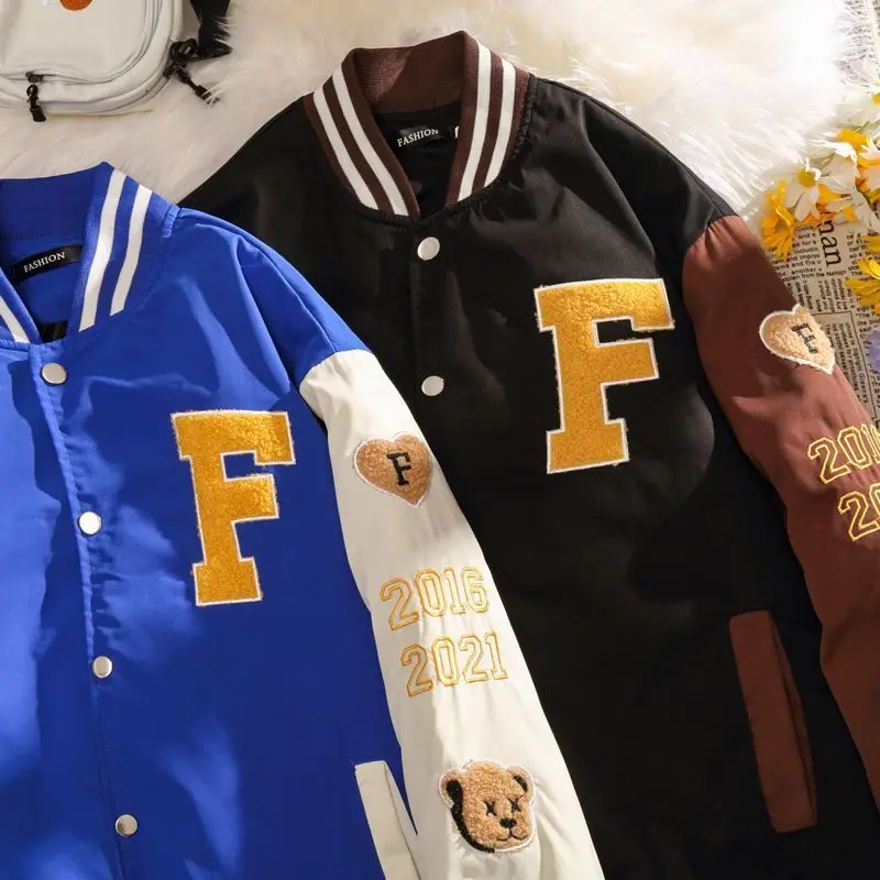Мужская Куртка Varsity бейсбольные куртки с вышивкой темно-синего цвета и надписью F