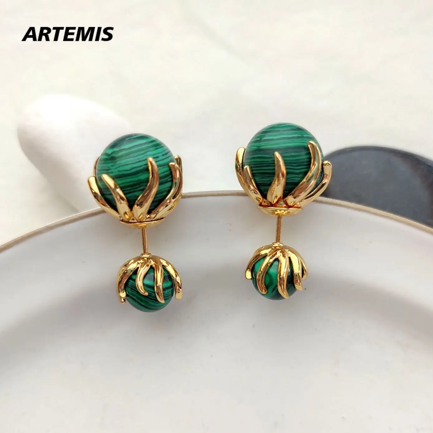 

New Hot Designer Brand Green Circular Charm Earrings Women Gift Luxury Jewelry Party Trend