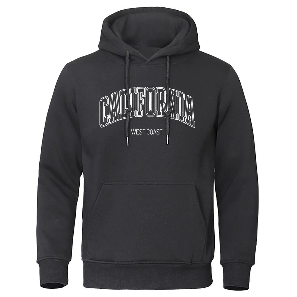 

U.S.A California west coast Street Print Male oodie Fasion Loose Clotin Fleece Warm Sweatsirt O-Neck Pollover oody For Men