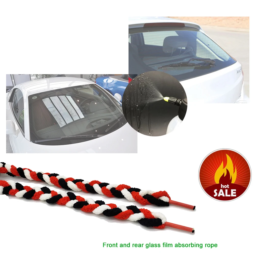 Window Tint Tool Auto Bulldozer Squeegee w/ 300cm Car Rear Windshield Gap Water Absorbed Rope Microfiber Cloth Drying Tool C11 images - 6