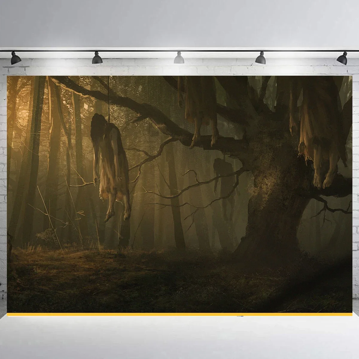 Dark Forest Red Eye Crow Backdrop Banner Halloween Party Photography Haunted House Decorations Background for Photo Booth Props