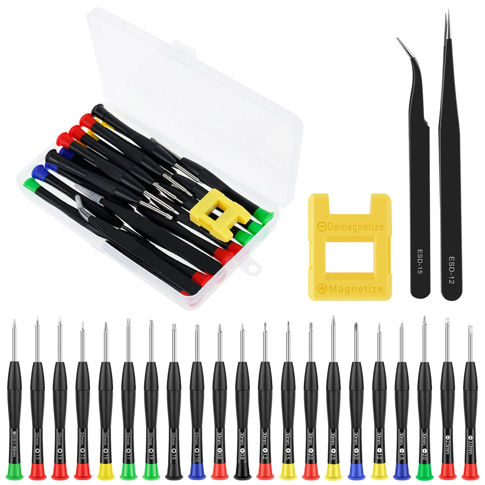 

25 Pcs Magnetic Screwdriver Set Handheld Micro Screwdriver Kit Metric Pentagonal Torx Flat Cross Y-shaped Head Screwdriver with
