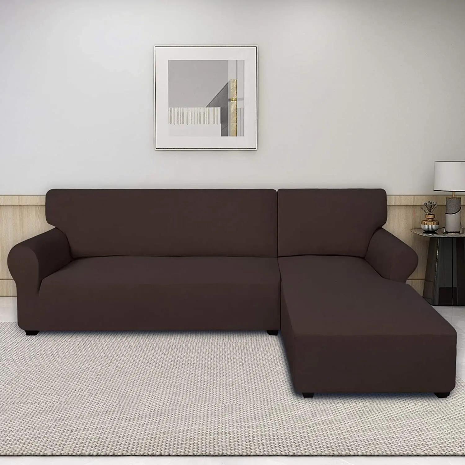 

Stretch Sofa Slipcover for L-Shaped, Sectional Couch Covers for Pets(3 Seat Sofa + 3 Seat Chaise, Chocolate)