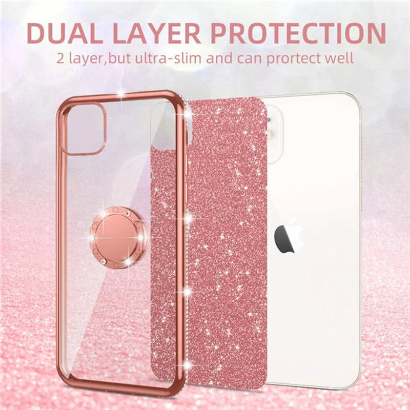 Shiny Glitter Phone Case for Xiaomi Redmi Note 10 9 S 8 Pro Max 9C Mi 11 Lite 10T Poco X3 Pro NFC Bling Stand Holder Coque Cover