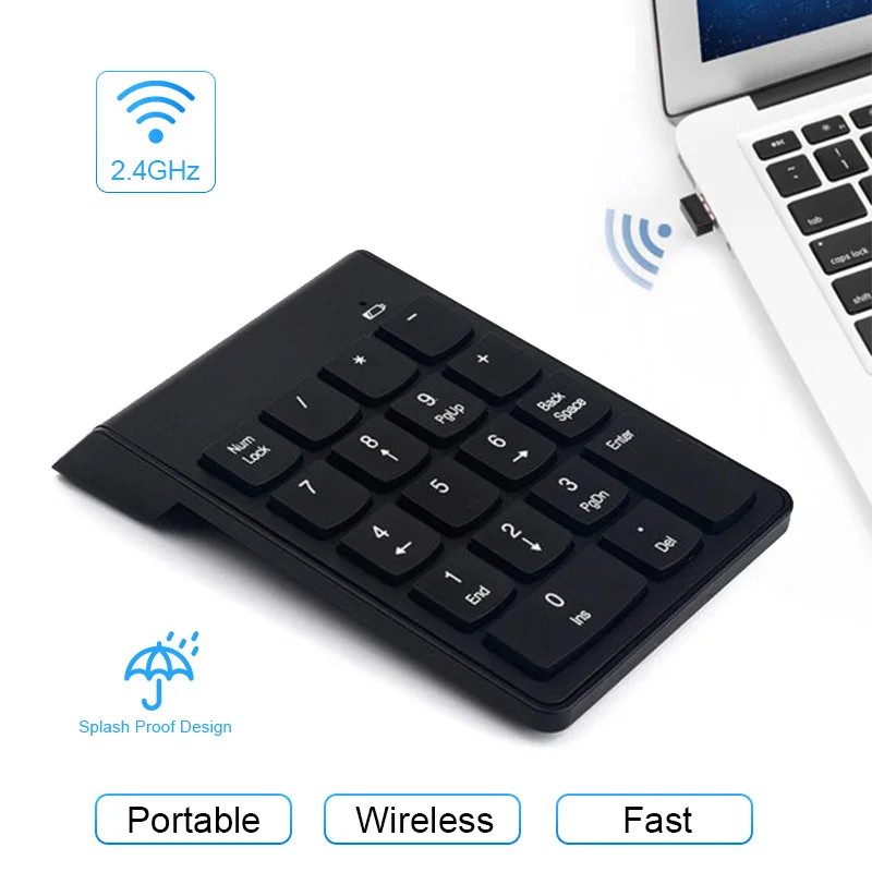 

2.4GHz Wireless Numeric Keypad Numpad 18 Keys Portable Small-Size Digital Keyboard For Accounting Teller Laptop Notebook Tablets
