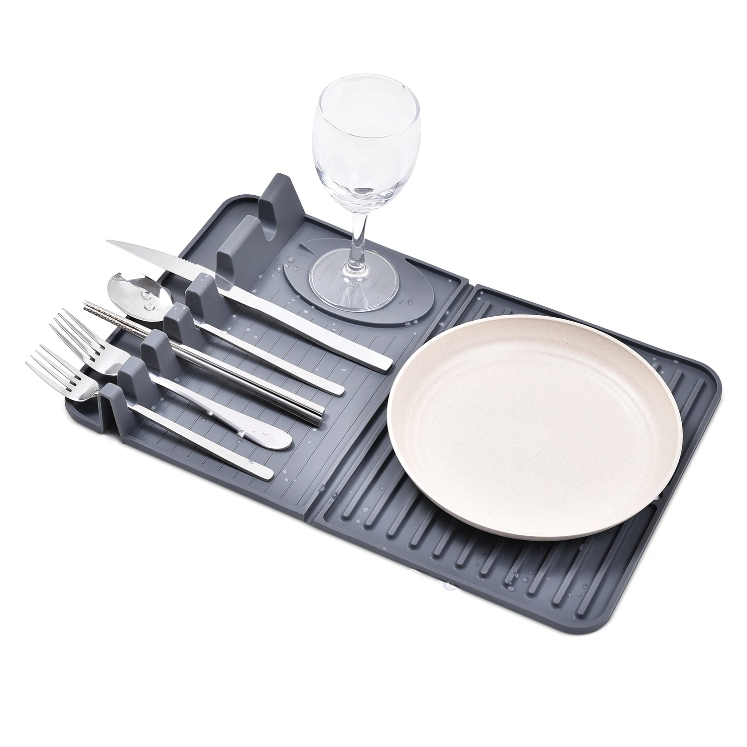 

OTraki Foldable Dish Drying Mat for kitchen Sink Protection Mat Table Dishes Drain Mat Home Mildew proof Mat