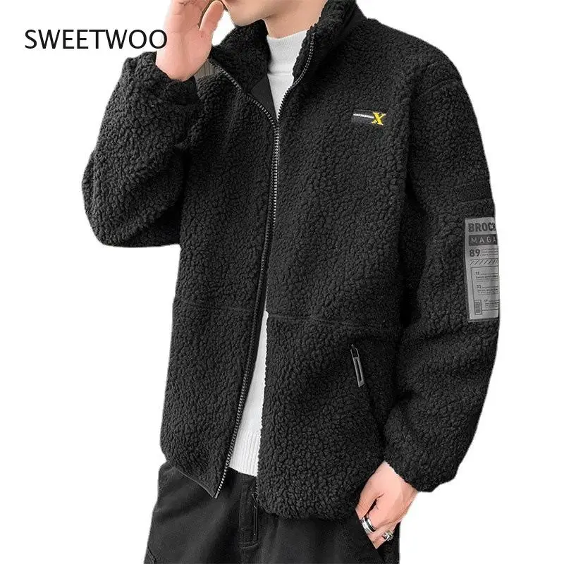 Korean Version of The New Autumn and Winter Men's Jacket Tooling Solid Color Polar Fleece All-match Outdoor Casual Jacket