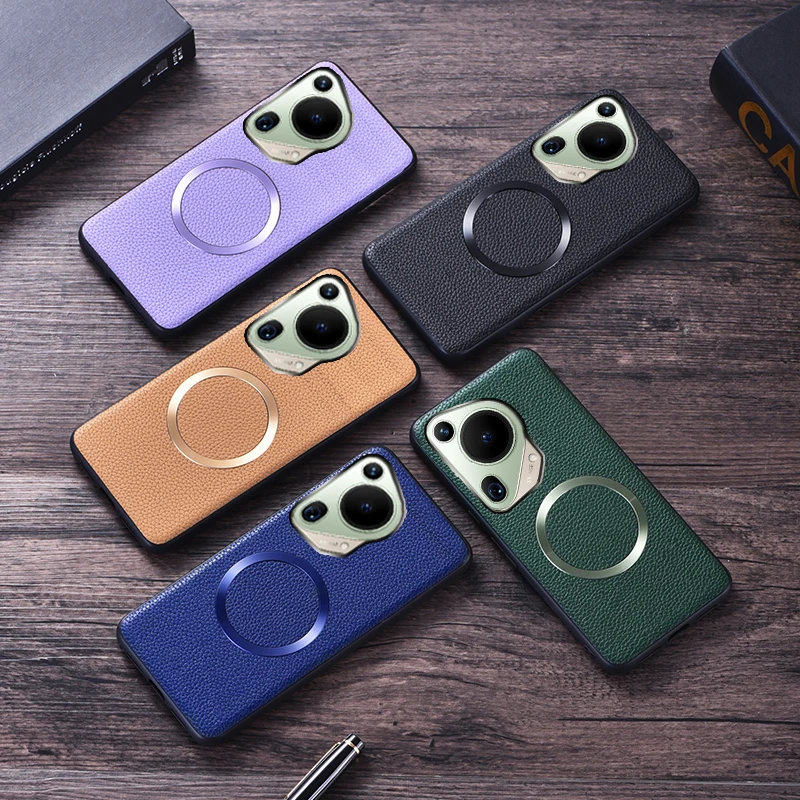 Кожаный чехол Magsafe для Huawei Pura 70 Pro + Plus ультрамагнитный силиконовый защитный
