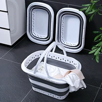 folding saving space washing plastic basket bathroom clothes storage basket toy storage hand to prevent dirty clothing basket