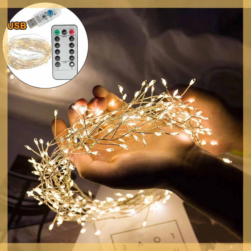 

String Lights 5M 200LED Branch Tree Outdoor Silver Wire Fairy Lights for Cafe Bar Wedding Party Xmas Home Decorations