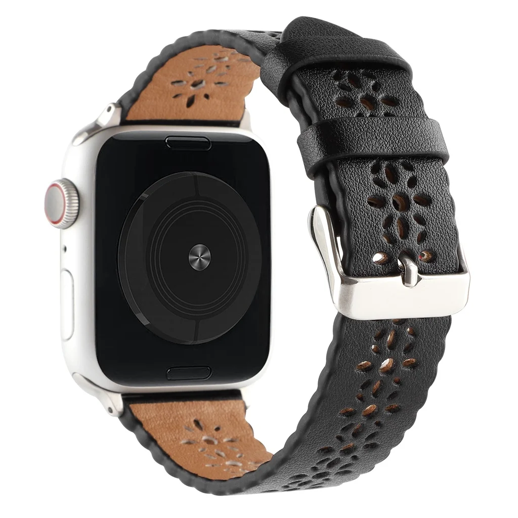 Leather Lace strap For Applewatch band 49mm 45mm 41mm 44mm 40mm 38mm Breathable Watchband For iWatch 8 7 6 se 5 4 3 2 Bracelet