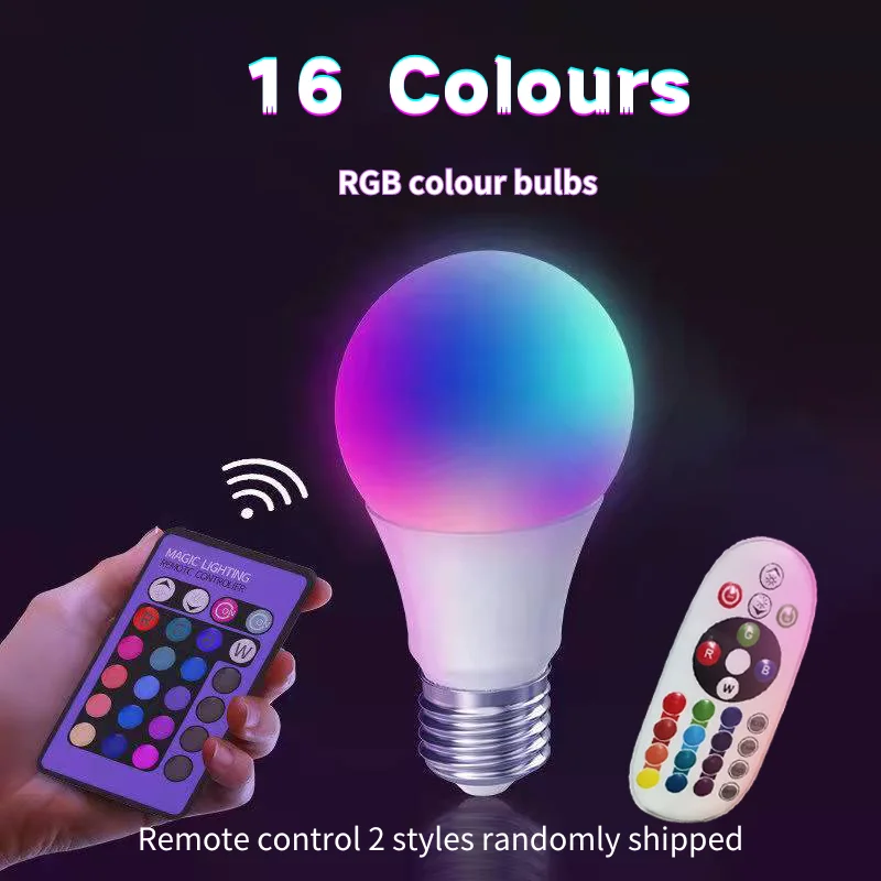 16-цветная Светодиодная Лампа RGB E27 220 В 10 Вт Многоцветная С Регулируемой Яркостью