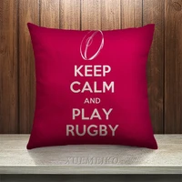 new decorative cotton linen square throw pillow case cushion cover art design 18x18 inchesone side keep calm and paly rugby