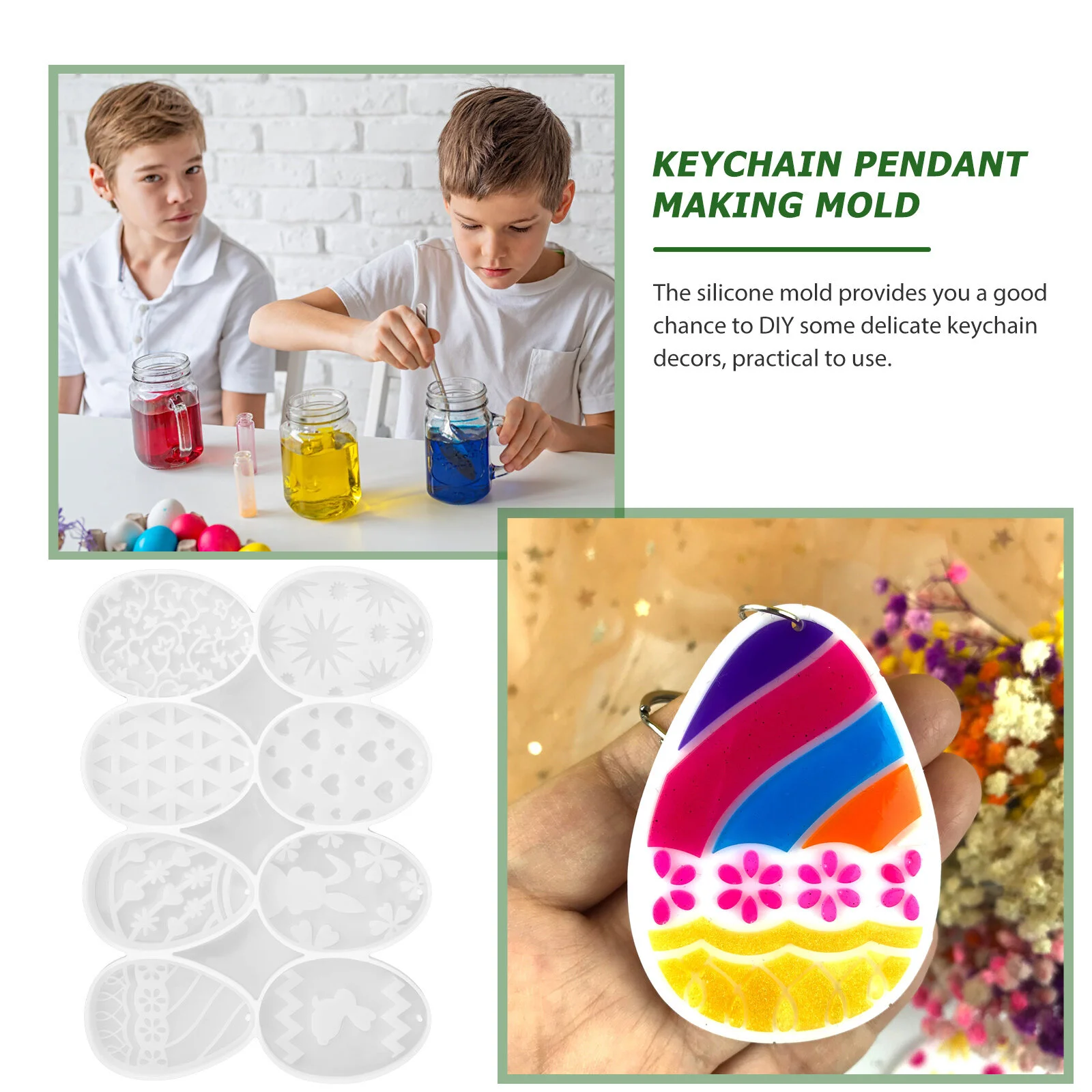 Bunny Resin Earrings Easter Egg Pendant Mold Crystal Hanging Decor Rabbit Keychain Charm Making Silica Gel Necklace DIY