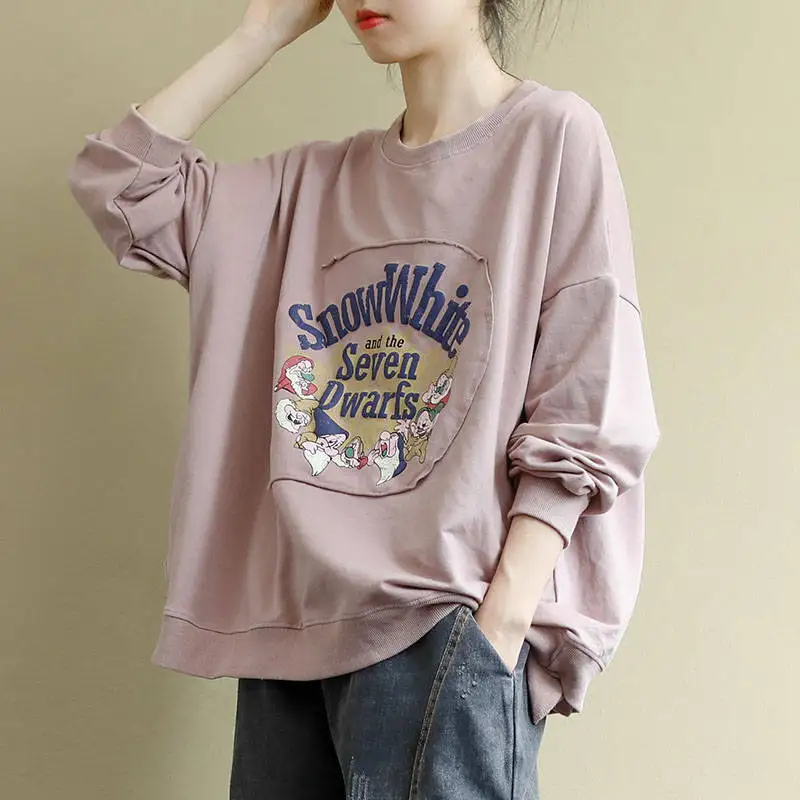

Autumn Woman Print Cartoon Pullover Female Fashion Thick Sweatshirts Ladies All-match Streetwear Hoodies Sweatshirts Clothes G62