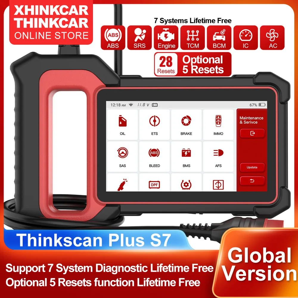 Автосканер THINKCAR Thinkscan Plus S4 S7 Obd 2, автомобильный диагностический инструмент, бессрочный, 3/5 перезаказов, система ECM TCM SRS BCM, Автомобильный сканер OBD2