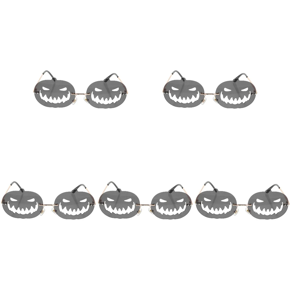 

5 Pack Sunglasses Trendy Hollow Fashion 15x14.5cm Pumpkin Black Metal Frameless Men Women