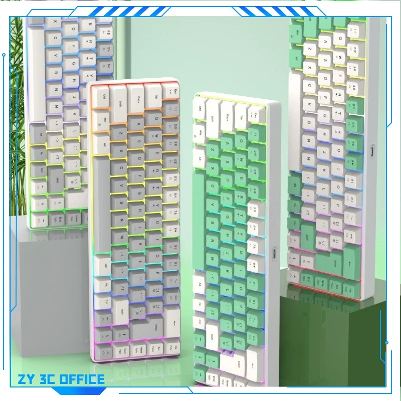 K701 68-клавишная Проводная клавиатура с механическим ощущением двухцветная Rgb