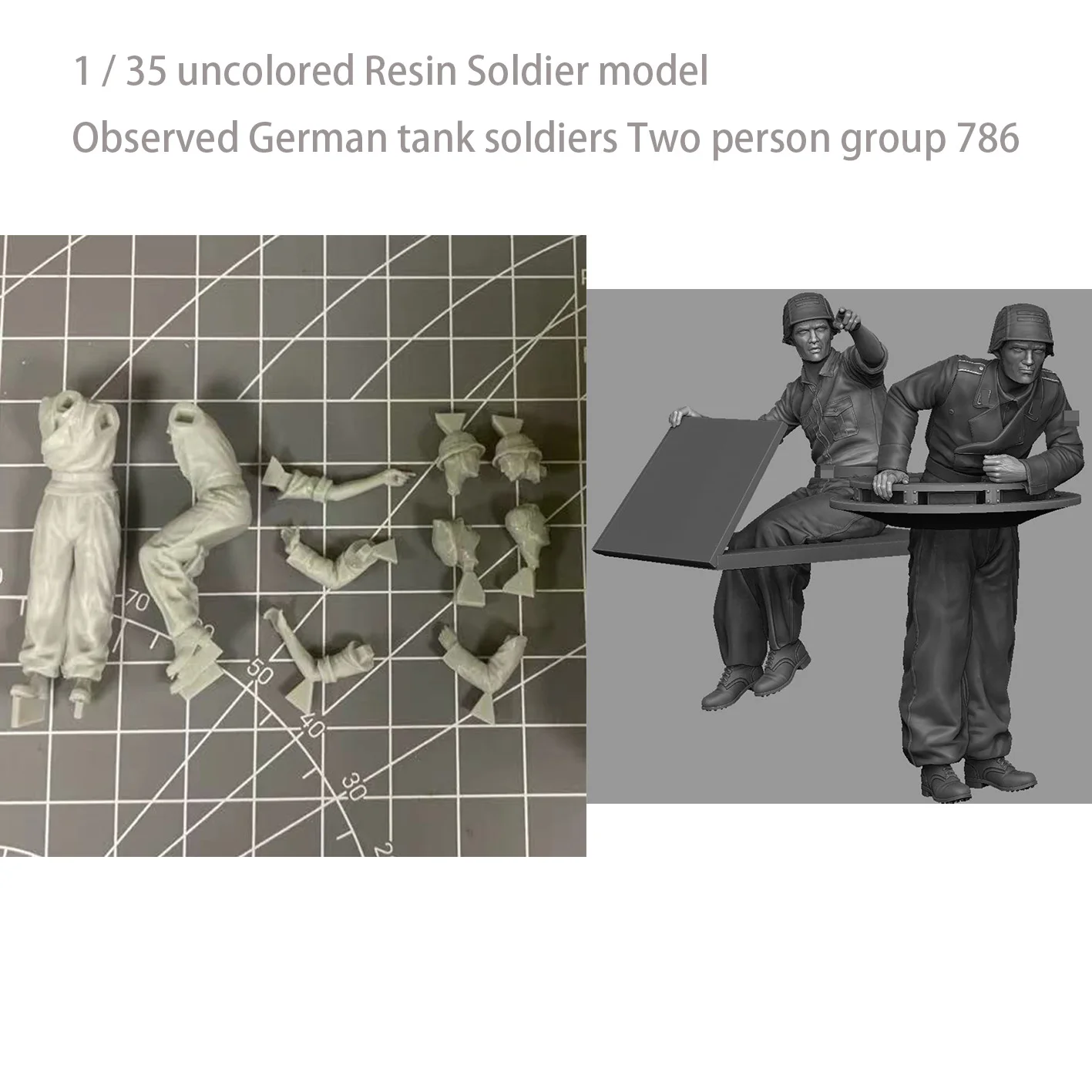 

1 / 35 uncolored Resin Soldier model Observed German tank soldiers Two person group 786