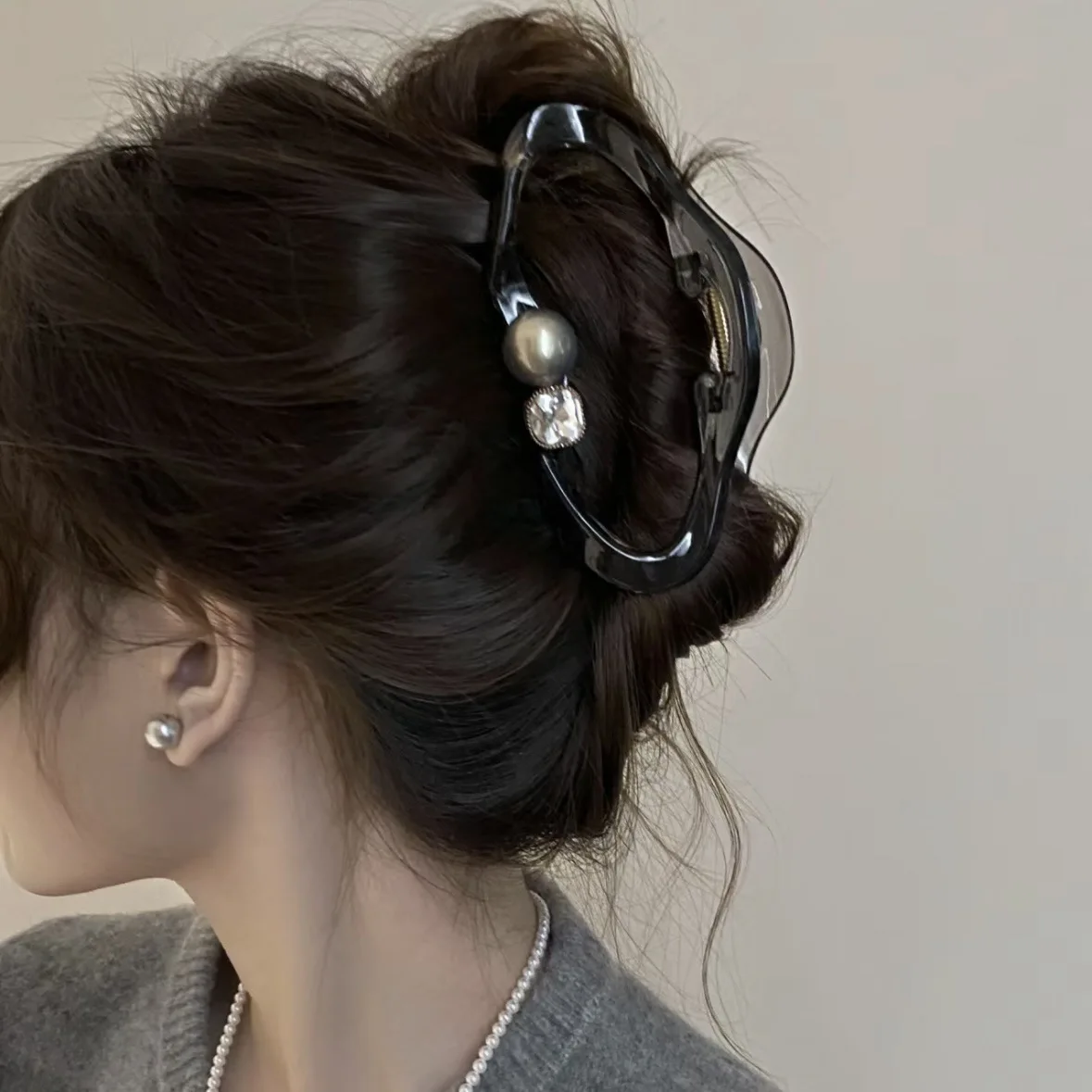 Корейский серый прозрачный облако большой захват-зажим простой женский зажим