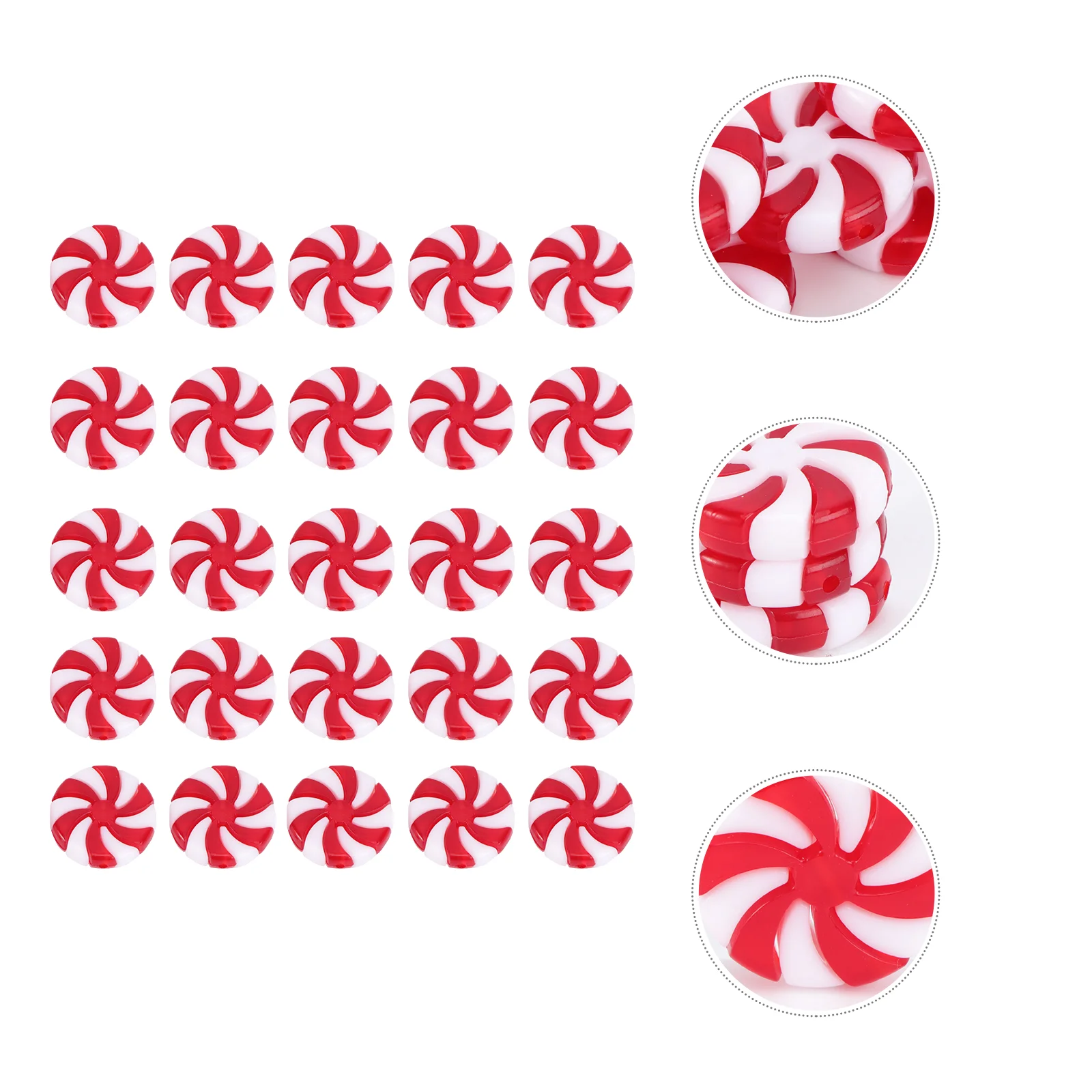 

Christmas Tree Peppermint Ornaments Red and White Candy Christmas for DIY Craft 50Pcs 25mm