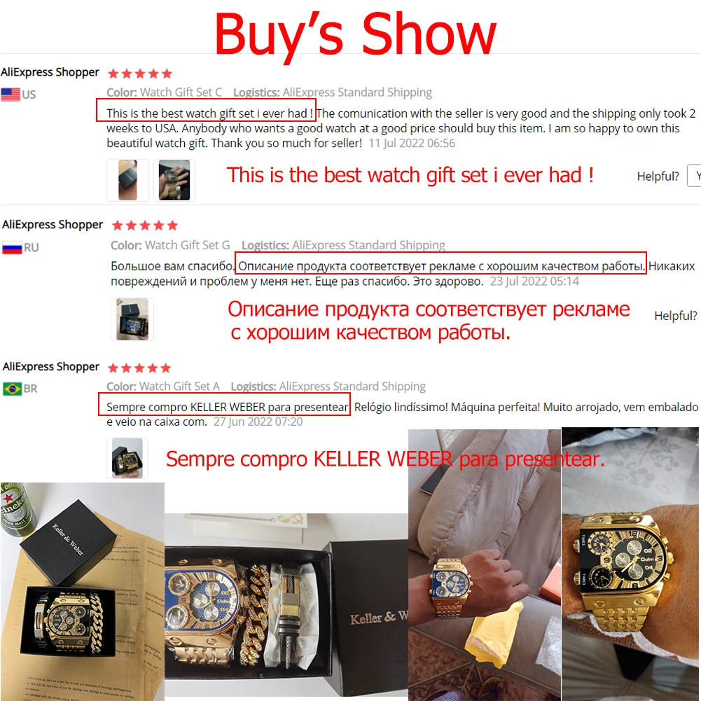 Oulm Luxury Gold Mens Watch Stainless Steel Big Dial with Calendar Quartz Wristwatch Bracelet Gift Set relógio masculino de luxo