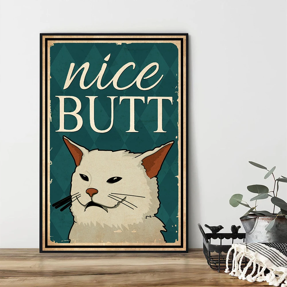 

Are You Pooping Art Quote Bathroom Wall Poster Funny Toilet Retro Canvas Painting Print Cute White Cat Picture Room Home Decor