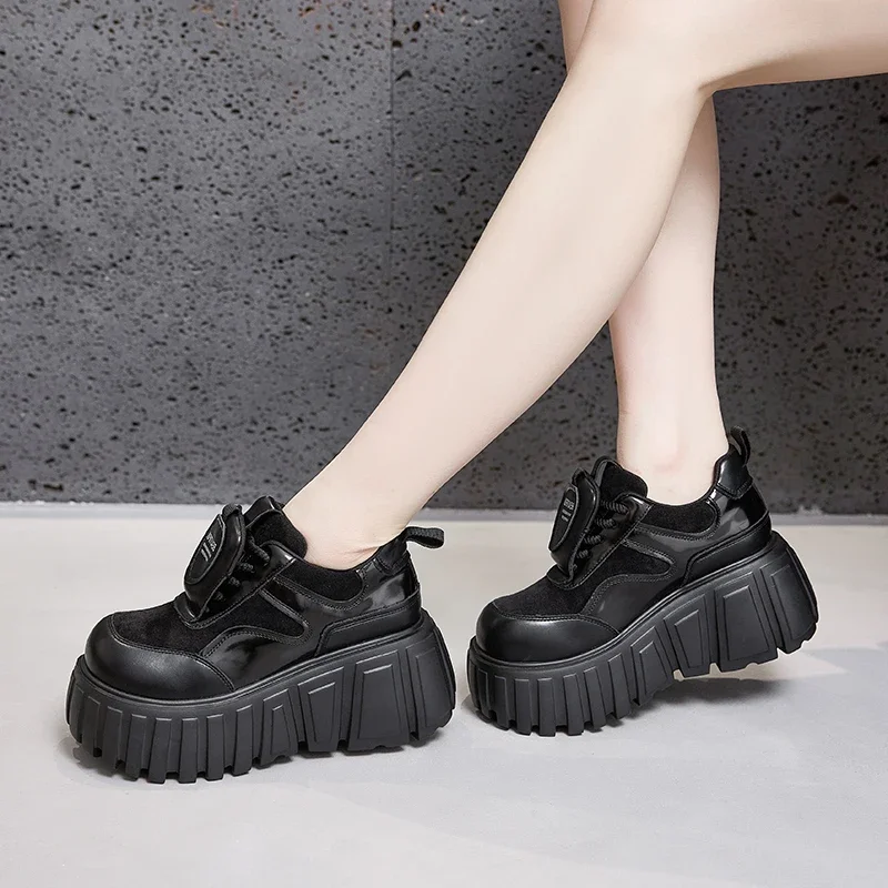 Женские туфли на высокой платформе AUTUSPIN кожаные лоферы разных цветов толстой